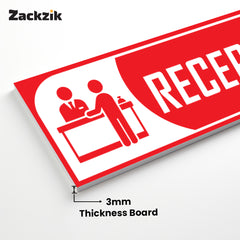 Zackzik Reception Sign Boards – Clear Vinyl Sign for Office, Hotel & Front Desk Direction