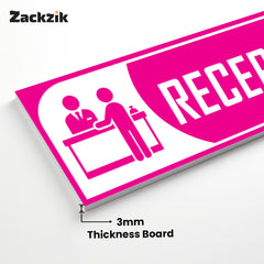 Zackzik Reception Sign Boards – Clear Vinyl Sign for Office, Hotel & Front Desk Direction