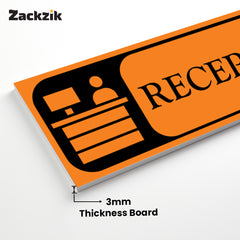 Zaqiz Reception Sign Boards – Self-Adhesive Door & Wall Signage for Easy Identification