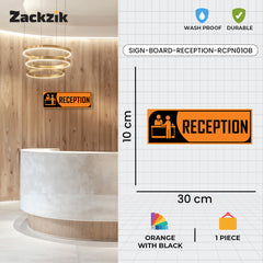 Zackzik Reception Sign Boards – Clear Vinyl Sign for Office, Hotel & Front Desk Direction