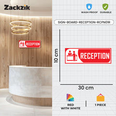 Zackzik Reception Sign Boards – Clear Vinyl Sign for Office, Hotel & Front Desk Direction