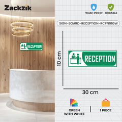 Zackzik Reception Sign Boards – Clear Vinyl Sign for Office, Hotel & Front Desk Direction