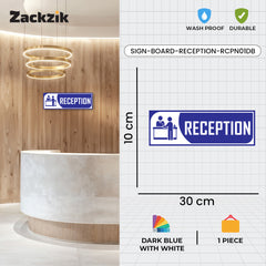Zackzik Reception Sign Boards – Clear Vinyl Sign for Office, Hotel & Front Desk Direction