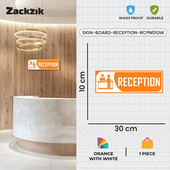 Zackzik Reception Sign Boards – Clear Vinyl Sign for Office, Hotel & Front Desk Direction