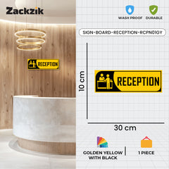 Zackzik Reception Sign Boards – Clear Vinyl Sign for Office, Hotel & Front Desk Direction