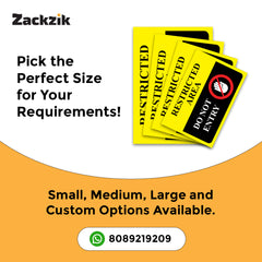 Zaqiz Restricted Area Sign Boards – Bold Warning Sign for Offices, Factories & Warehouses