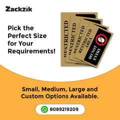 Zaqiz Restricted Area Sign Boards – Bold Warning Sign for Offices, Factories & Warehouses