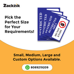 Zaqiz Restricted Area Sign Boards – Bold Warning Sign for Offices, Factories & Warehouses