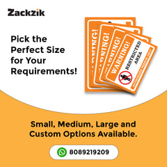 Zaqiz Restricted Area Sign Boards – Bold Warning Sign for Offices, Factories & Warehouse