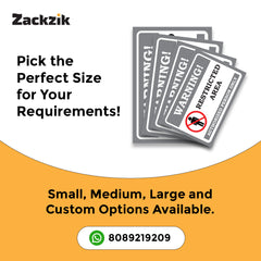 Zaqiz Restricted Area Sign Boards – Bold Warning Sign for Offices, Factories & Warehouse