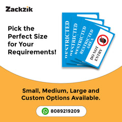 Zaqiz Restricted Area Sign Boards – Bold Warning Sign for Offices, Factories & Warehouses