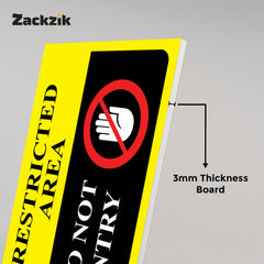 Zaqiz Restricted Area Sign Boards – Bold Warning Sign for Offices, Factories & Warehouses