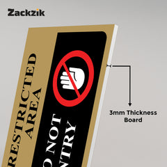 Zaqiz Restricted Area Sign Boards – Bold Warning Sign for Offices, Factories & Warehouses