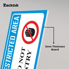 Zaqiz Restricted Area Sign Boards – Bold Warning Sign for Offices, Factories & Warehouses