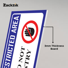 Zaqiz Restricted Area Sign Boards – Bold Warning Sign for Offices, Factories & Warehouses