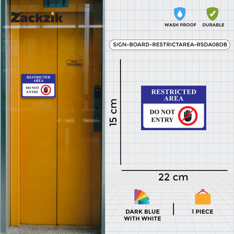 Zaqiz Restricted Area Sign Boards – Bold Warning Sign for Offices, Fac ...