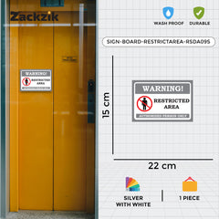 Zaqiz Restricted Area Sign Boards – Bold Warning Sign for Offices, Factories & Warehouse