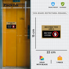 Zaqiz Restricted Area Sign Boards – Bold Warning Sign for Offices, Factories & Warehouses