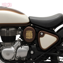 Built Like a Gun Goes Like a Bullet Round Star Sticker for Royal Enfield Bike