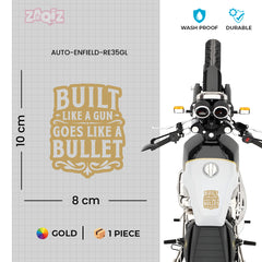 Built Like a Gun Goes Like a Bullet Round Star Sticker for Royal Enfield Bike