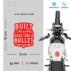 Built Like a Gun Goes Like a Bullet Round Star Sticker for Royal Enfield Bike