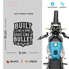 Built Like a Gun Goes Like a Bullet Round Star Sticker for Royal Enfield Bike
