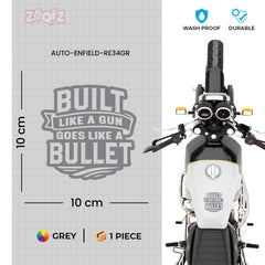 Built Like a Gun Goes Like a Bullet Vinyl Decal for Royal Enfield Bullet 350