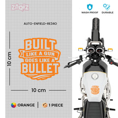 Built Like a Gun Goes Like a Bullet Vinyl Decal for Royal Enfield Bullet 350