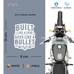 Built Like a Gun Goes Like a Bullet Round Star Sticker for Royal Enfield Bike