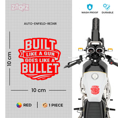 Built Like a Gun Goes Like a Bullet Vinyl Decal for Royal Enfield Bullet 350