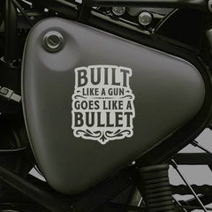 Built Like a Gun Goes Like a Bullet Round Star Sticker for Royal Enfield Bike