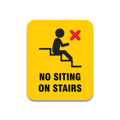 No Sitting on Stairs Sign Sticker – Safety Instruction Vinyl Decal