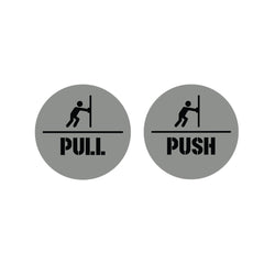 Pull Push Round Door Sign Stickers – Waterproof Vinyl Instruction Decals