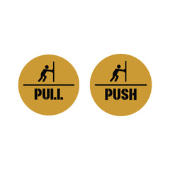 Pull Push Round Door Sign Stickers – Waterproof Vinyl Instruction Decals