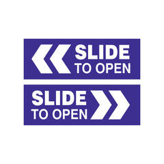 Slide To Open Door Sign Vinyl Sticker with Direction Arrow – Waterproof Self Adhesive for Glass, Office & Shop Doors