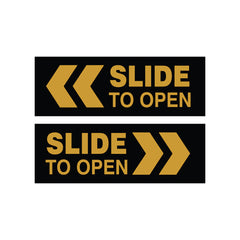 Slide To Open Door Sign Vinyl Sticker with Direction Arrow – Waterproof Self Adhesive for Glass, Office & Shop Doors