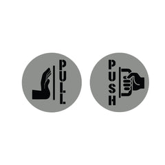 Push Pull Door Stickers – Round Entrance Instruction Signs
