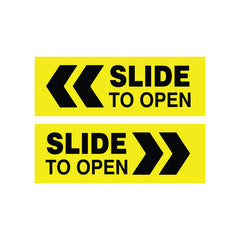 Slide To Open Door Sign Vinyl Sticker with Direction Arrow – Waterproof Self Adhesive for Glass, Office & Shop Doors