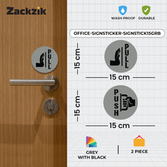 Push Pull Door Stickers – Round Entrance Instruction Signs