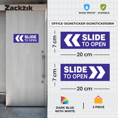 Slide To Open Door Sign Vinyl Sticker with Direction Arrow – Waterproof Self Adhesive for Glass, Office & Shop Doors