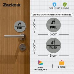 Pull Push Round Door Sign Stickers – Waterproof Vinyl Instruction Decals