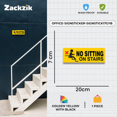 No Sitting on Stairs Warning Sticker – Safety Sign for Staircases