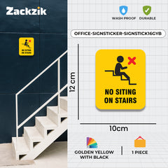 No Sitting on Stairs Sign Sticker – Safety Instruction Vinyl Decal