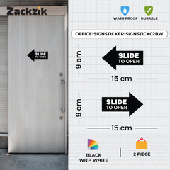 Sliding Door Instruction Sign with Arrow – Durable Waterproof Sticker