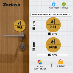 Pull Push Round Door Sign Stickers – Waterproof Vinyl Instruction Decals