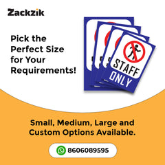 Zackziq Staff Only Sign Boards – No Entry Sign for Office & Workplace