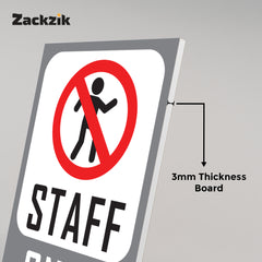 Zackziq Staff Only Sign Boards – No Entry Sign for Office & Workplace