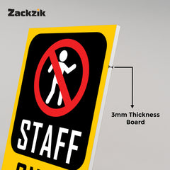 Zackziq Staff Only Sign Boards – No Entry Sign for Office & Workplace
