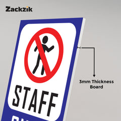 Zackziq Staff Only Sign Boards – No Entry Sign for Office & Workplace