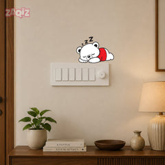 Sleeping Teddy Bear Switch Board Sticker for Kids Room Decor